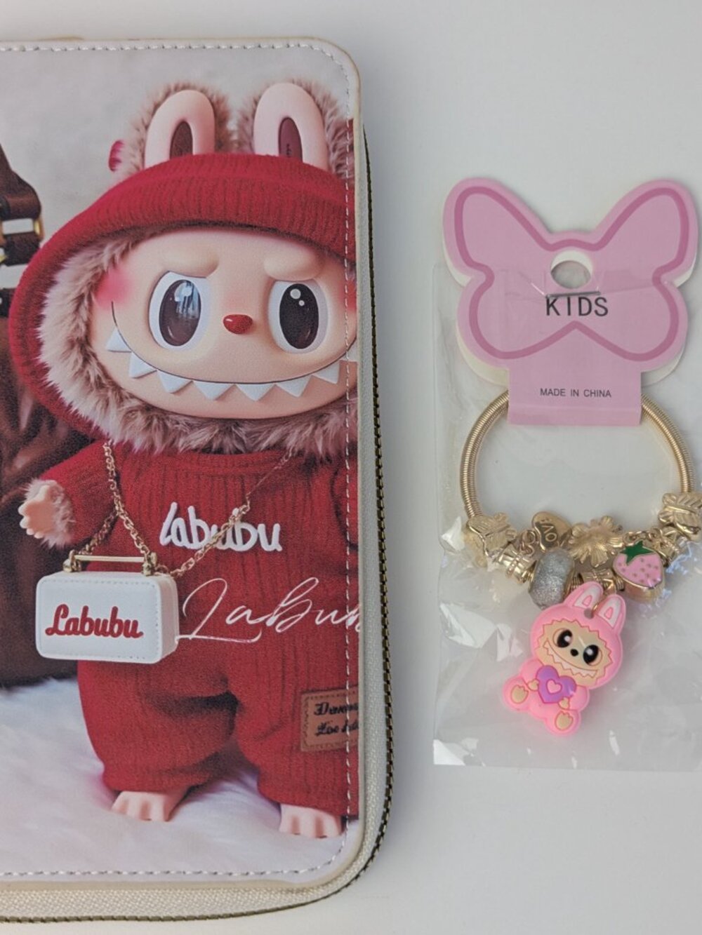 Cute Labubu Wallet & Kids Charm Bracelet Matching Mother Daughter Gift Set New